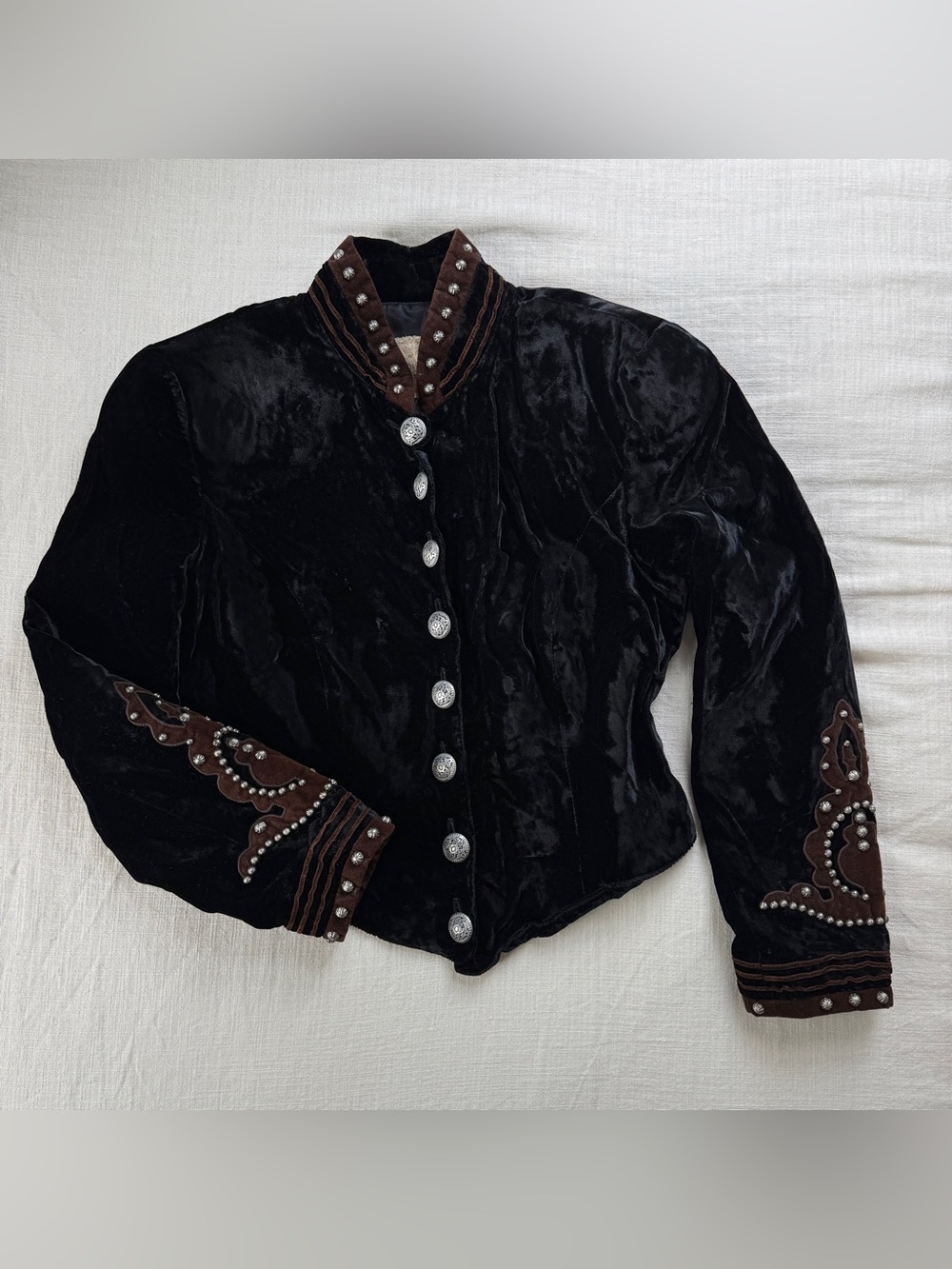 Vintage Double D Ranch Black Velvet Studded Western Jacket S
